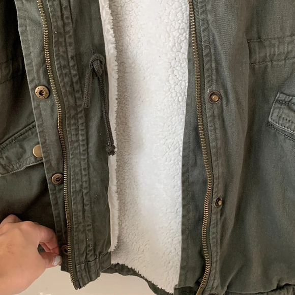 Forever21 Utility Preppy Hooded Jacket Army Green Small - Picture 4 of 5